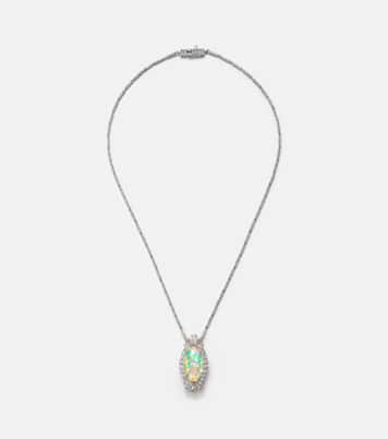 Reign Supreme 18kt white gold pendant necklace with diamonds and opal | Yeprem
