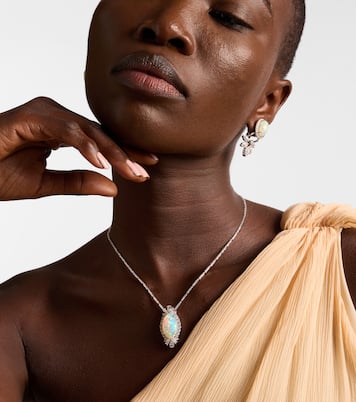 Reign Supreme 18kt white gold pendant necklace with diamonds and opal | Yeprem