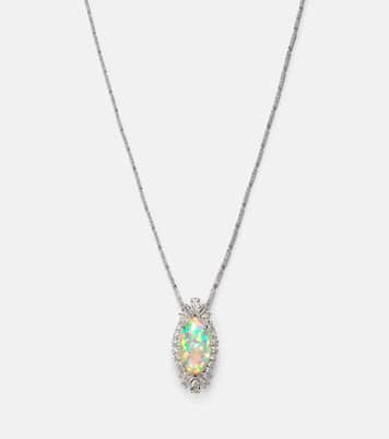Reign Supreme 18kt white gold pendant necklace with diamonds and opal | Yeprem
