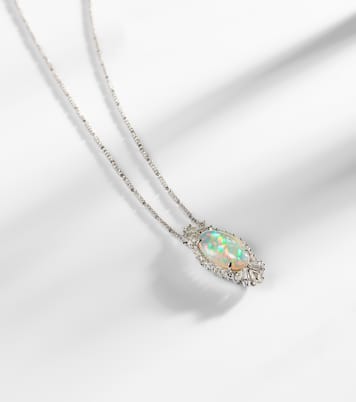 Reign Supreme 18kt white gold pendant necklace with diamonds and opal | Yeprem