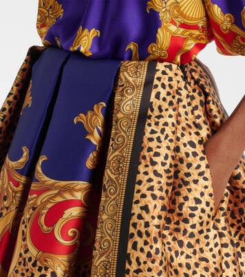 Minifalda plisada de satén estampada | Versace