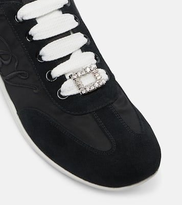 Viv Low suede-trimmed satin sneakers | Roger Vivier