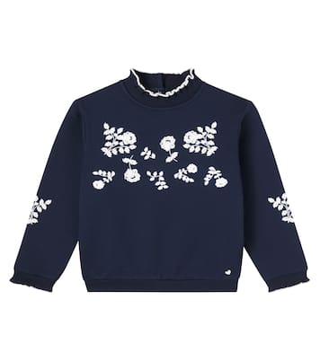 Floral ruffled cotton jersey sweatshirt | Tartine et Chocolat