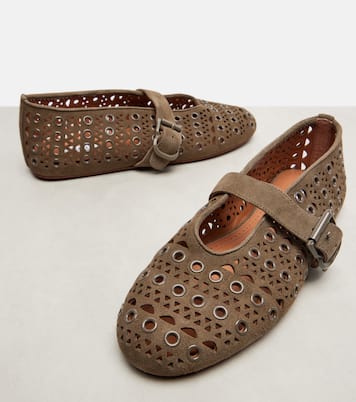 Mary-Jane-Ballerinas La Ballerine aus Veloursleder | Alaïa
