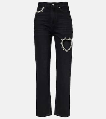 Wide-Leg Jeans mit Kristallen | Area