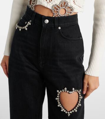 Wide-Leg Jeans mit Kristallen | Area