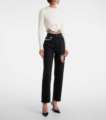 Wide-Leg Jeans mit Kristallen | Area