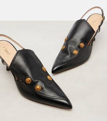 Agnes embellished leather slingback pumps | Chloé