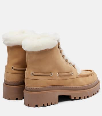 Shearling-lined suede lace-up boots | Yves Salomon