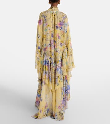 Embellished asymmetric silk georgette maxi dress | Camilla