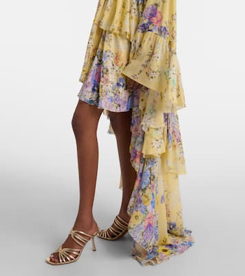 Embellished asymmetric silk georgette maxi dress | Camilla