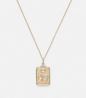 The Elephant Tarot Card 14kt gold pendant necklace with diamonds | Sydney Evan