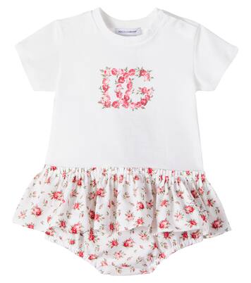 Bébé – Ensemble robe et culotte bloomer DG en coton | Dolce&Gabbana Kids
