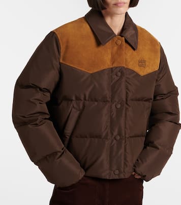Daunenjacke mit Veloursleder | Miu Miu