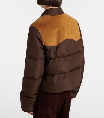 Daunenjacke mit Veloursleder | Miu Miu