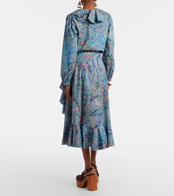 Paisley ruffled cotton-blend midi skirt | Etro