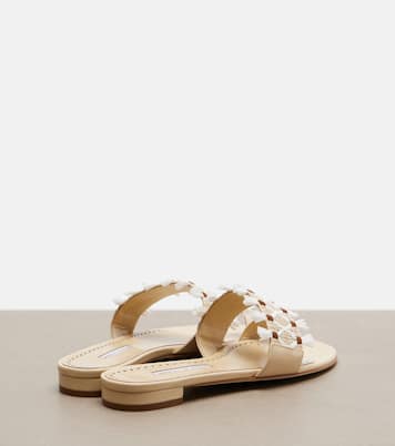 Brava raffia-trimmed leather sandals | Manolo Blahnik