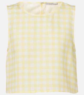 Crop top Kobe de lino y algodón a cuadros vichy | Asceno