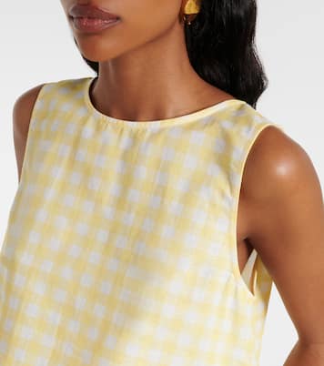 Crop top Kobe de lino y algodón a cuadros vichy | Asceno