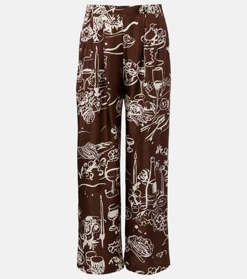 Isola printed silk twill wide-leg pants | Asceno