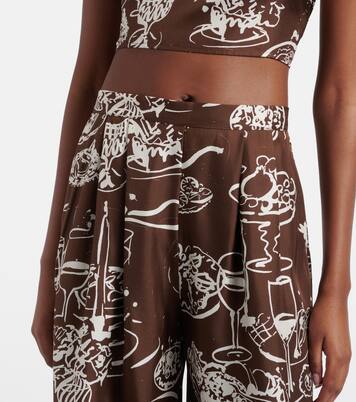 Isola printed silk twill wide-leg pants | Asceno