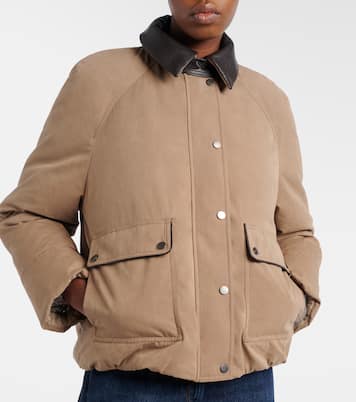 Leather-trimmed padded jacket | Brunello Cucinelli
