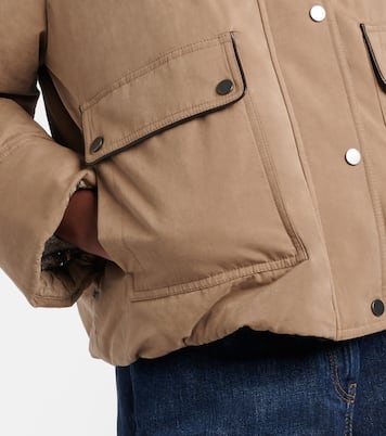 Leather-trimmed padded jacket | Brunello Cucinelli