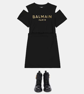 Robe t-shirt en coton à logo | Balmain Kids