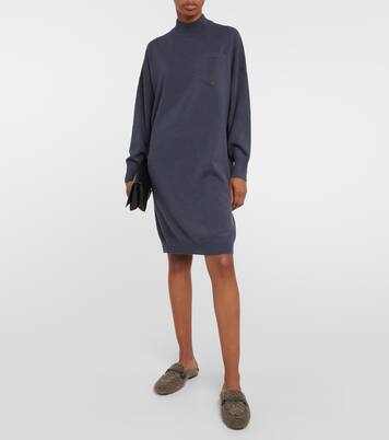 Embellished cashmere sweater dress | Brunello Cucinelli