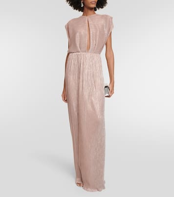 Metallic pleated gown | Costarellos