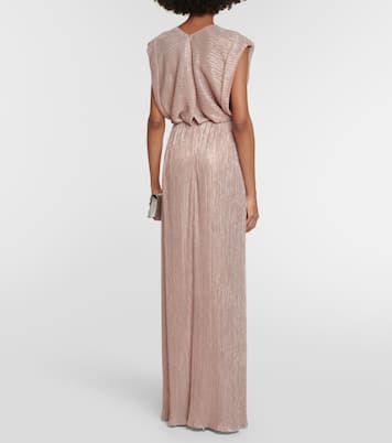 Metallic pleated gown | Costarellos