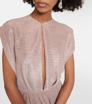 Metallic pleated gown | Costarellos