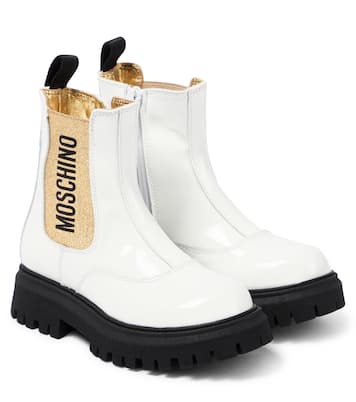 Logo patent leather boots | Moschino Kids