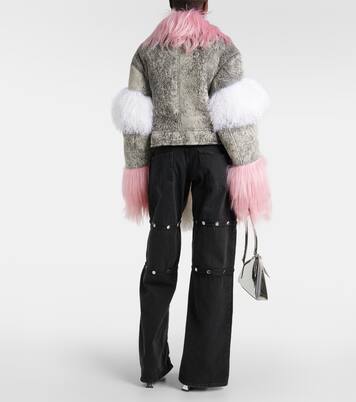 Shearling-trimmed leather jacket | The Attico
