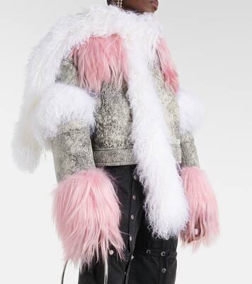 Shearling-trimmed leather jacket | The Attico