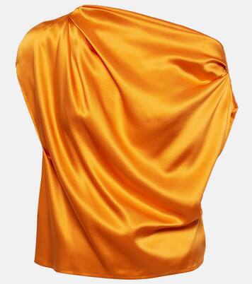 Draped one-shoulder silk top | The Sei