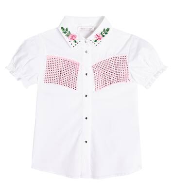 Embellished cotton poplin shirt | Monnalisa