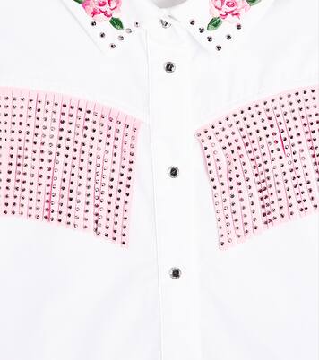 Embellished cotton poplin shirt | Monnalisa