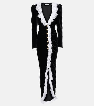 Lace-trimmed velvet maxi dress | Alessandra Rich