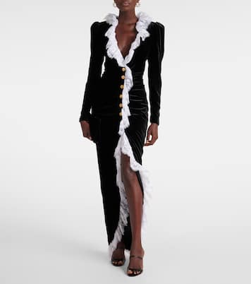 Lace-trimmed velvet maxi dress | Alessandra Rich
