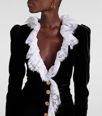 Lace-trimmed velvet maxi dress | Alessandra Rich