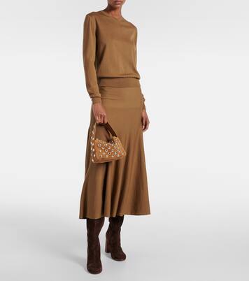 Schultertasche Elena Small aus Veloursleder | Khaite