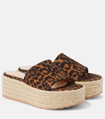 Leopard-print suede espadrille slides | Gianvito Rossi