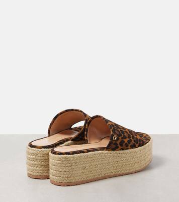 Leopard-print suede espadrille slides | Gianvito Rossi