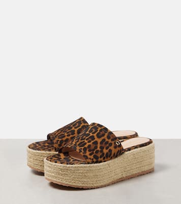 Leopard-print suede espadrille slides | Gianvito Rossi
