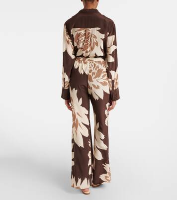 Pantalon ample en satin de soie à fleurs | SIR