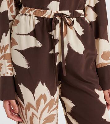 Pantalon ample en satin de soie à fleurs | SIR