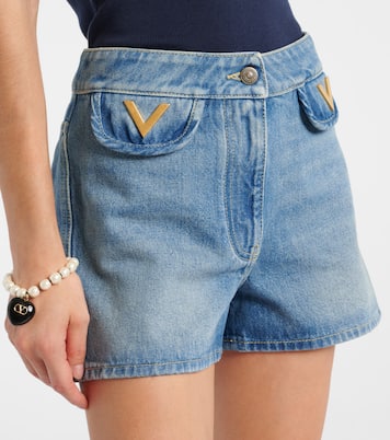 VGold mid-rise denim shorts | Valentino