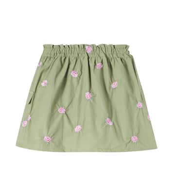 Jupe brodée en coton mélangé à fleurs | Stella McCartney Kids