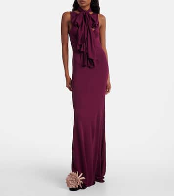 Bow-detail halterneck jersey gown | Alaïa